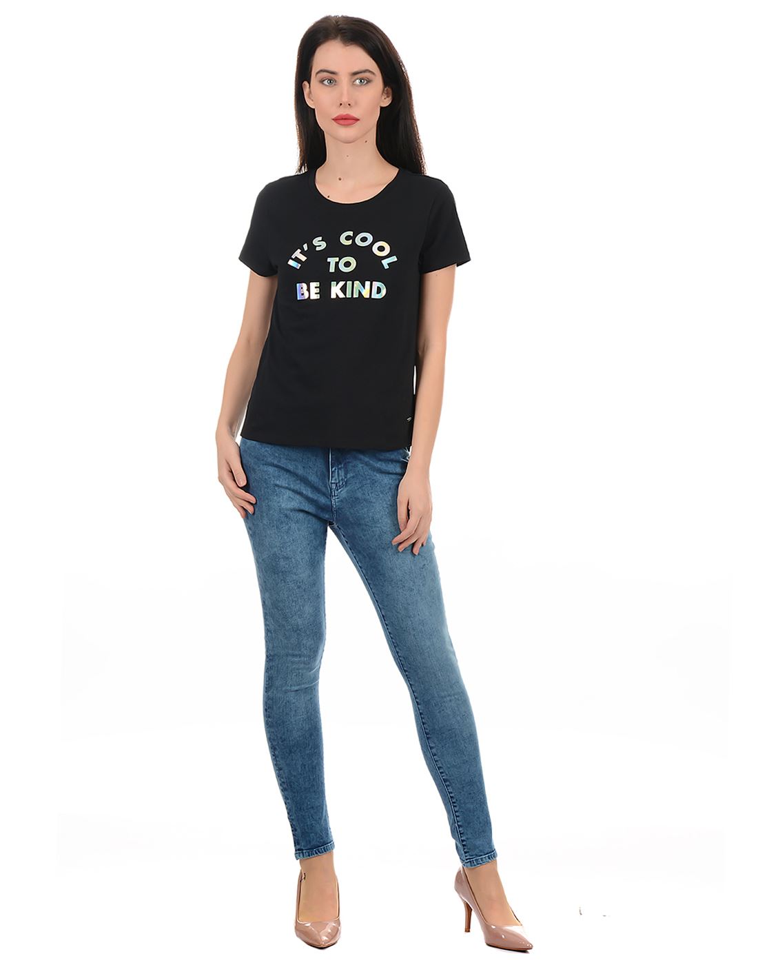 Pepe Jeans Women Casual Wear Black T-Shirt